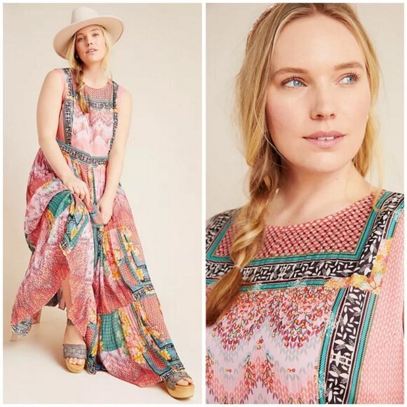 💕ANTHROPOLOGY BHANUNI By JYOTI💕 Alessandra Maxi Dress ~ Multi-Color Print 6 - Picture 7 of 16
